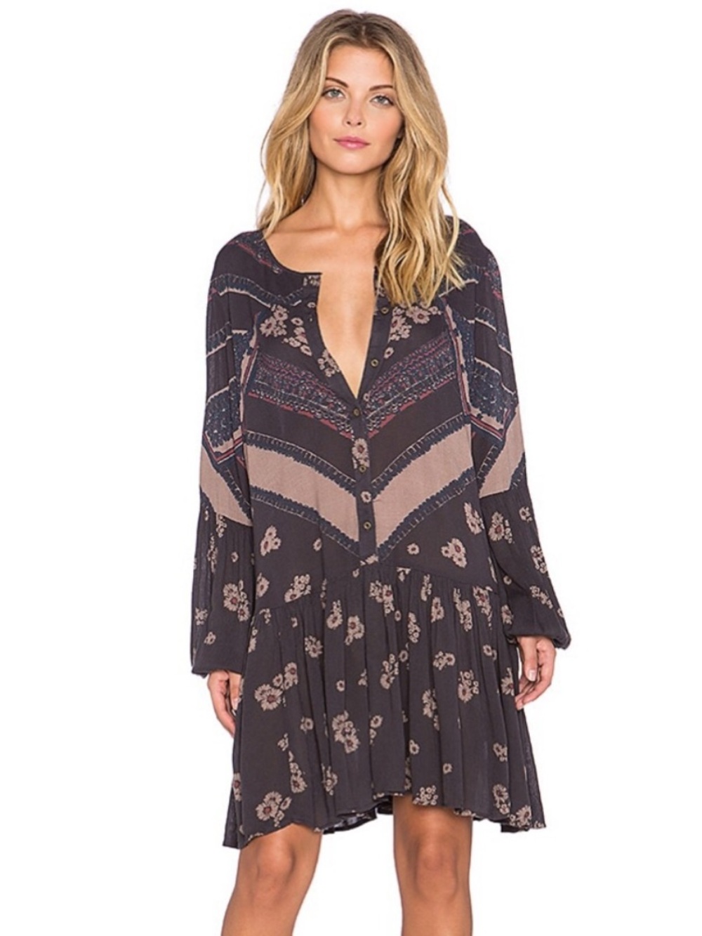 Free People From Your Heart Mini Tunic Dress Size Large Waist